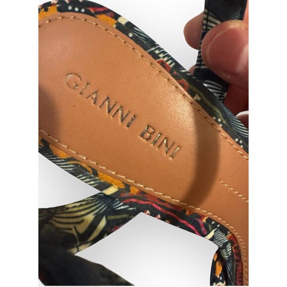 GIANNI BINI sz9 Platform Shoes Blue Red Canvas Retro Block Heel Ankle Strap Sexy - Picture 3 of 16